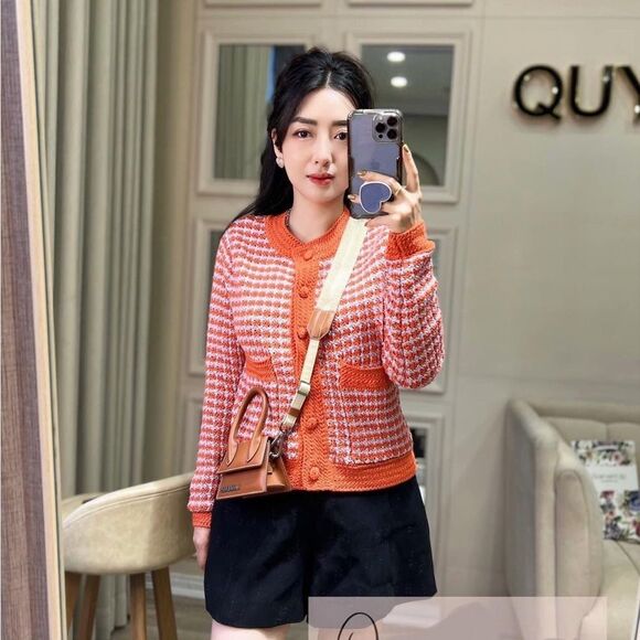 ZARA CHECKERED CROCHETED CARDIGAN - Picture 1 of 7